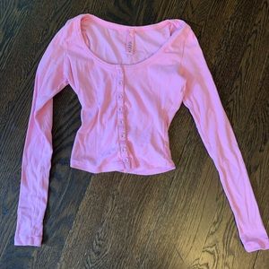 Skims logo pointelle Henley in pink